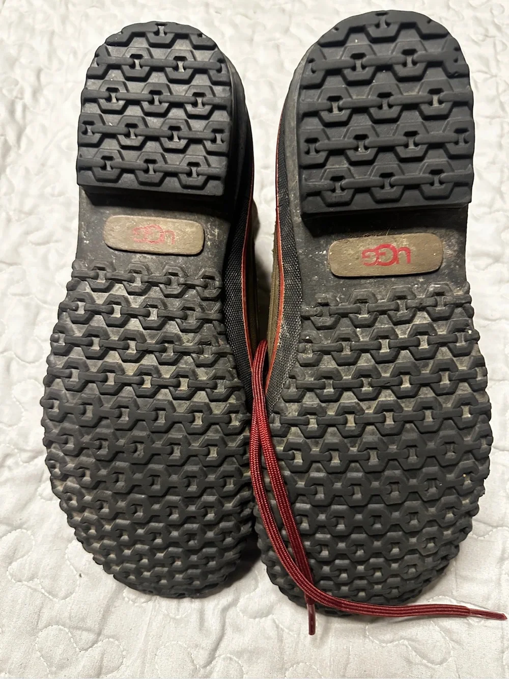 UGG Brown Leather Rain & Snow Boots with Red Trim